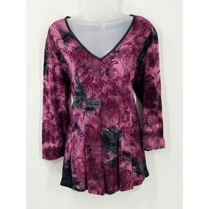 Whimsigoth Burgundy velvet burnout corset top XL vampy witchy fairy grunge y2k